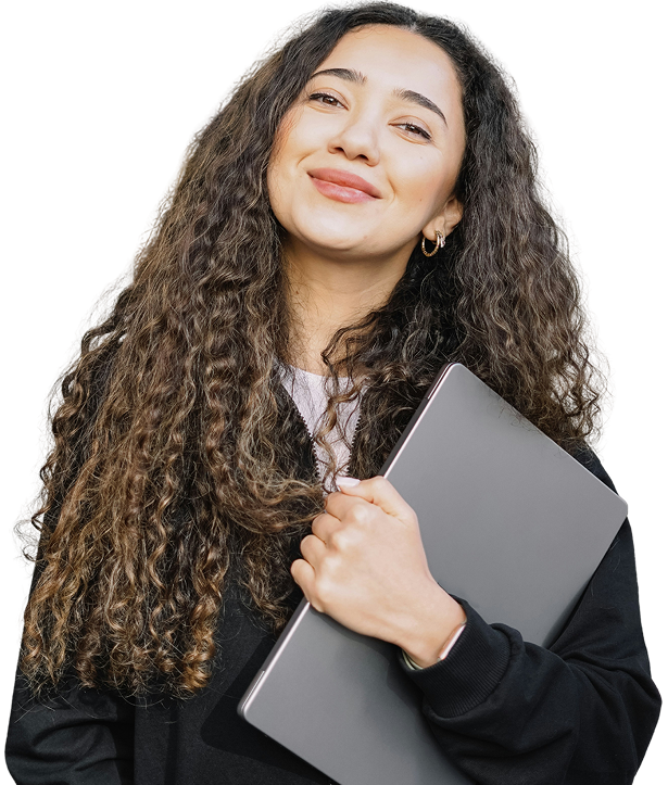 student with a laptop